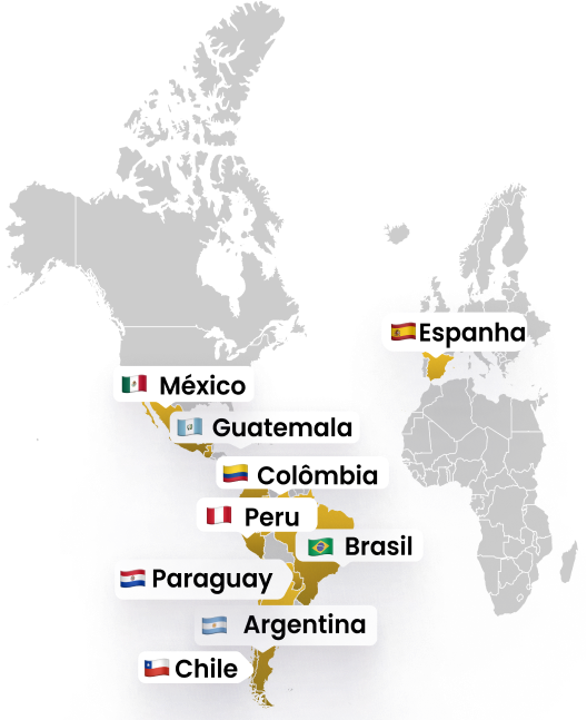 Mapa de los países donde opera RedTrabaje.